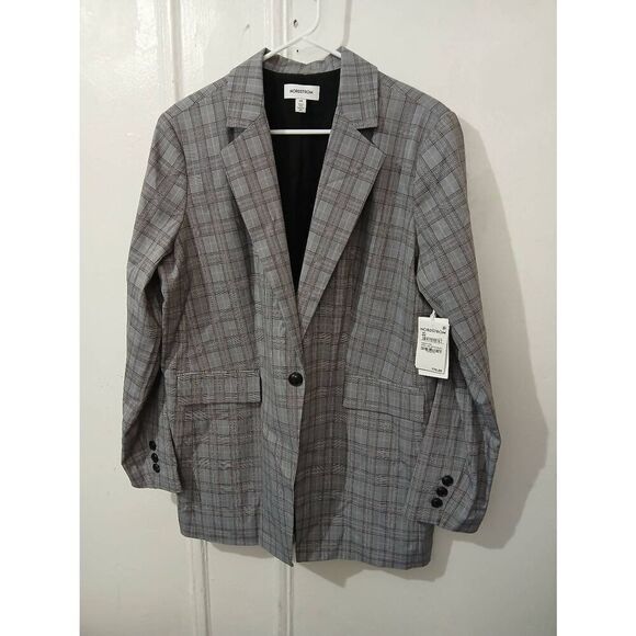 Nordstrom womens xxl BRITISH PLAID work blazer jacket gray viscose $179 - Picture 2 of 7